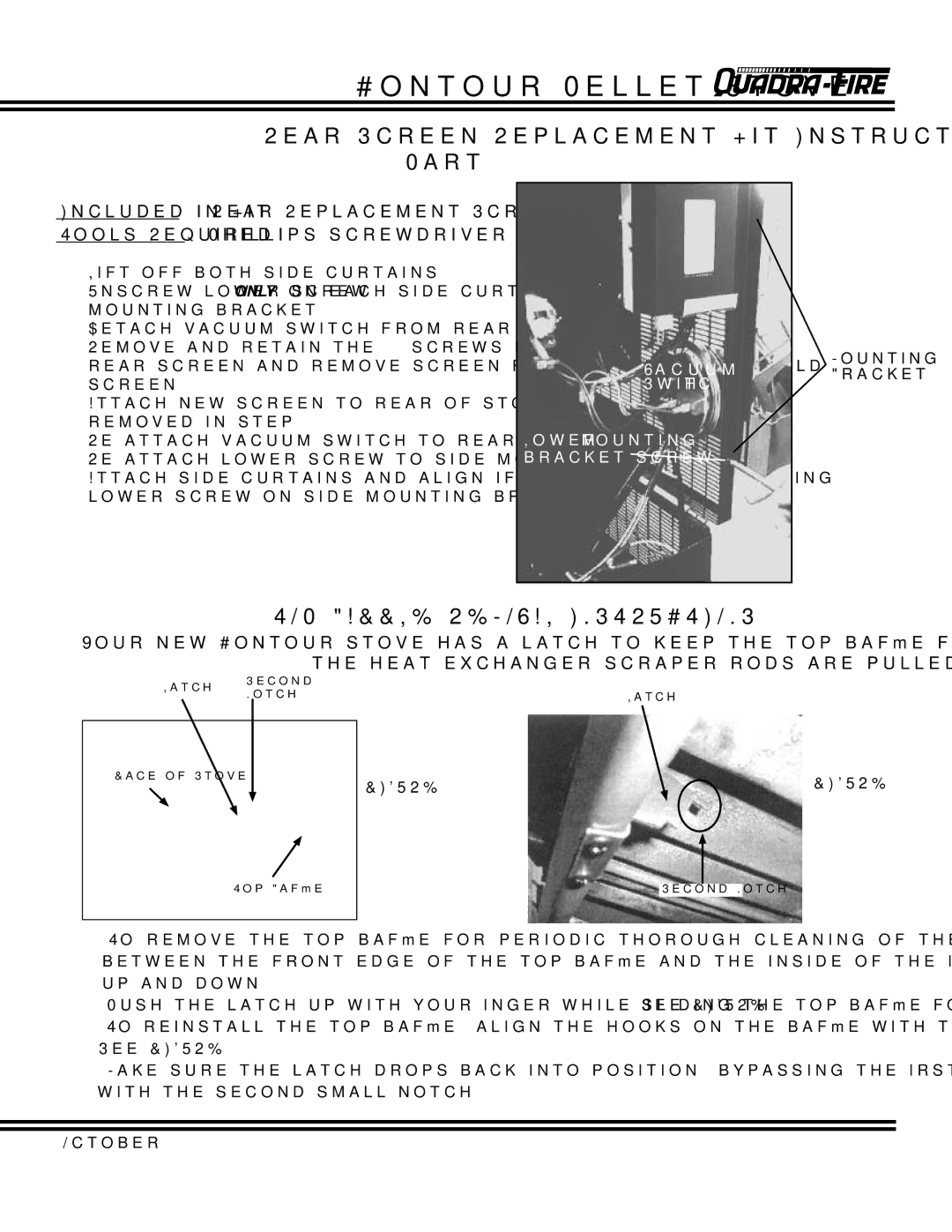 Quadra-Fire QUADRA-FIRE CONTOUR warranty TOP Baffle Removal Instructions, See Figure 