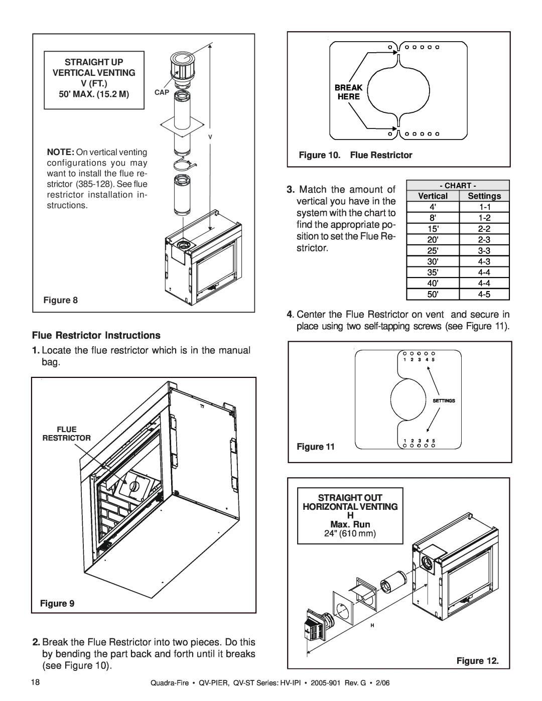 Quadra-Fire QV-PIER, QV-ST owner manual Flue Restrictor Instructions 