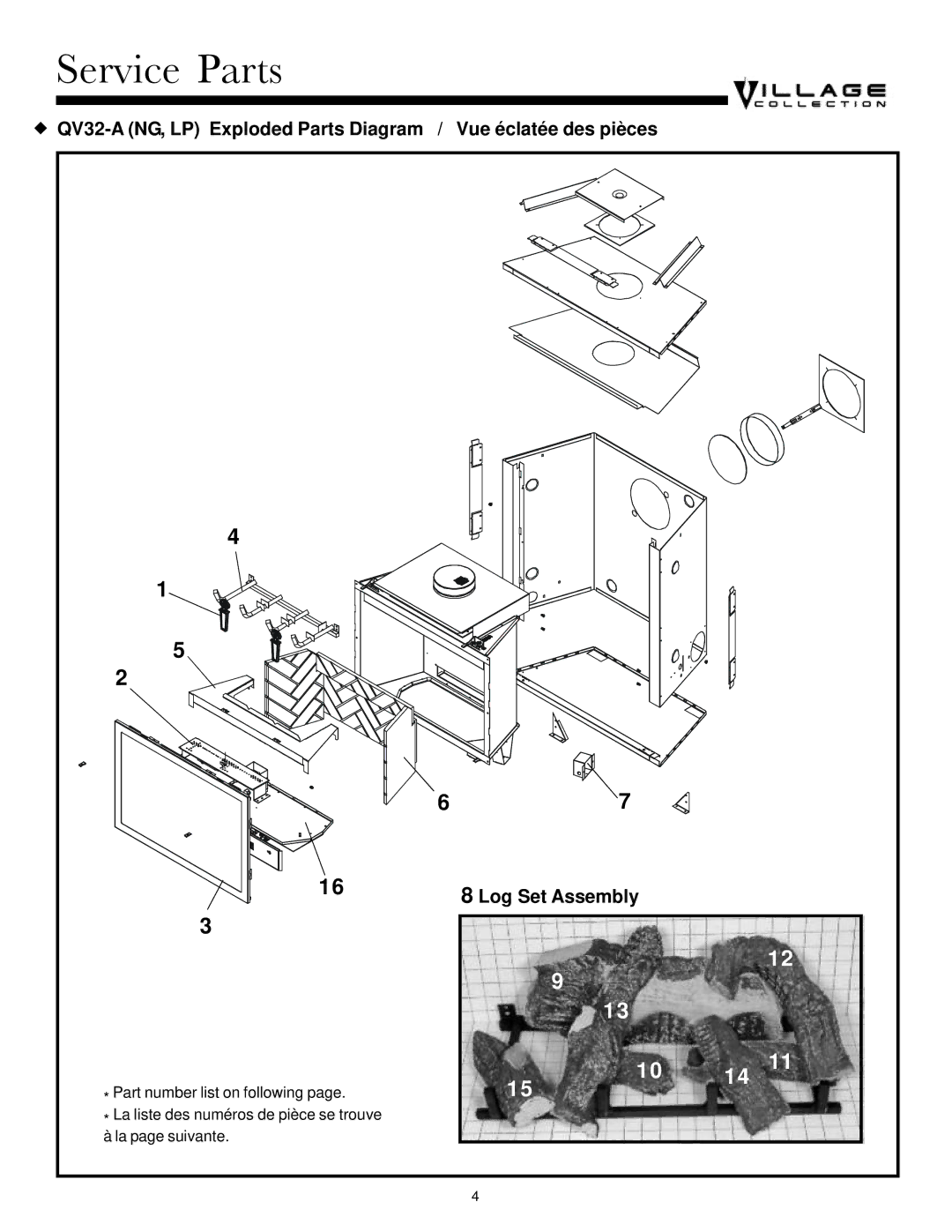 Quadra-Fire QV32-A, QV36-A manual Service Parts 