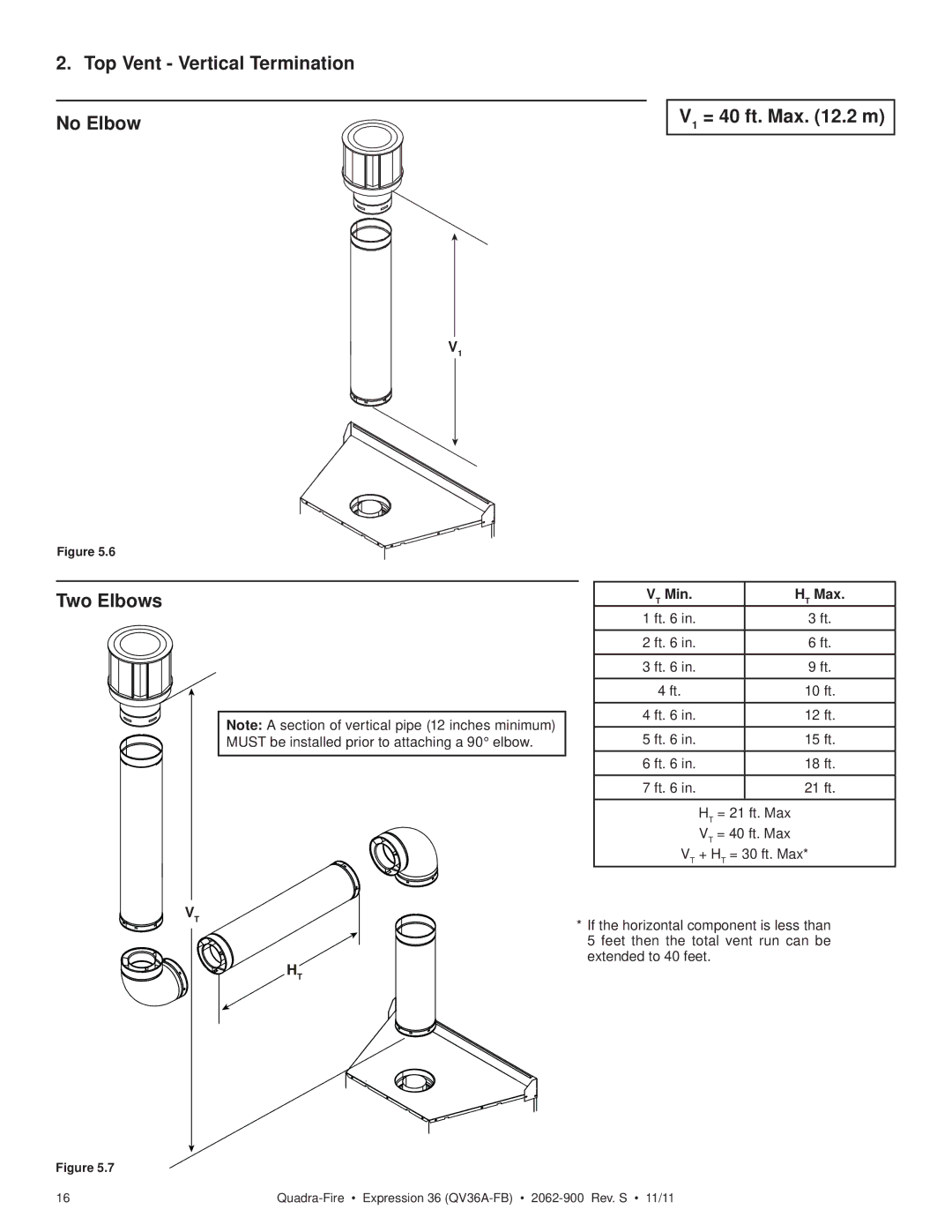 Quadra-Fire QV36A-FB owner manual Must be installed prior to attaching a 90 elbow 