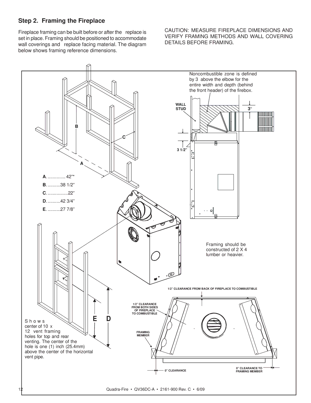 Quadra-Fire QV36DC-A owner manual Framing the Fireplace, 27 7/8 