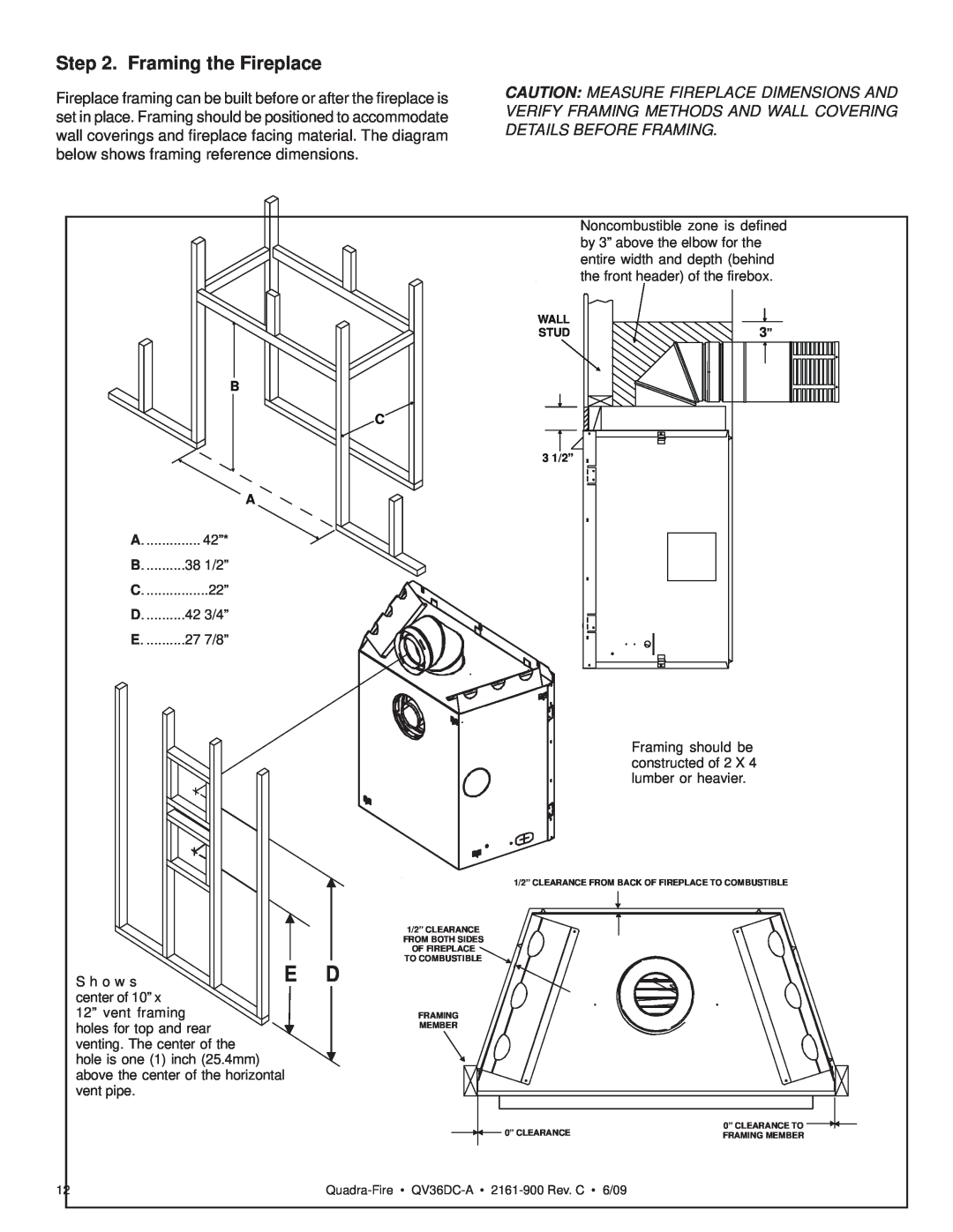 Quadra-Fire QV36DC-A owner manual Framing the Fireplace 