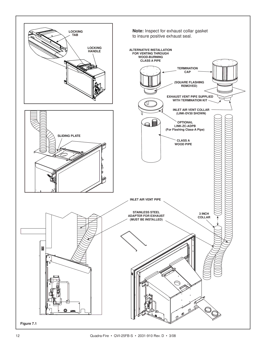 Quadra-Fire QVI-25FB-S owner manual Locking TAB Handle 