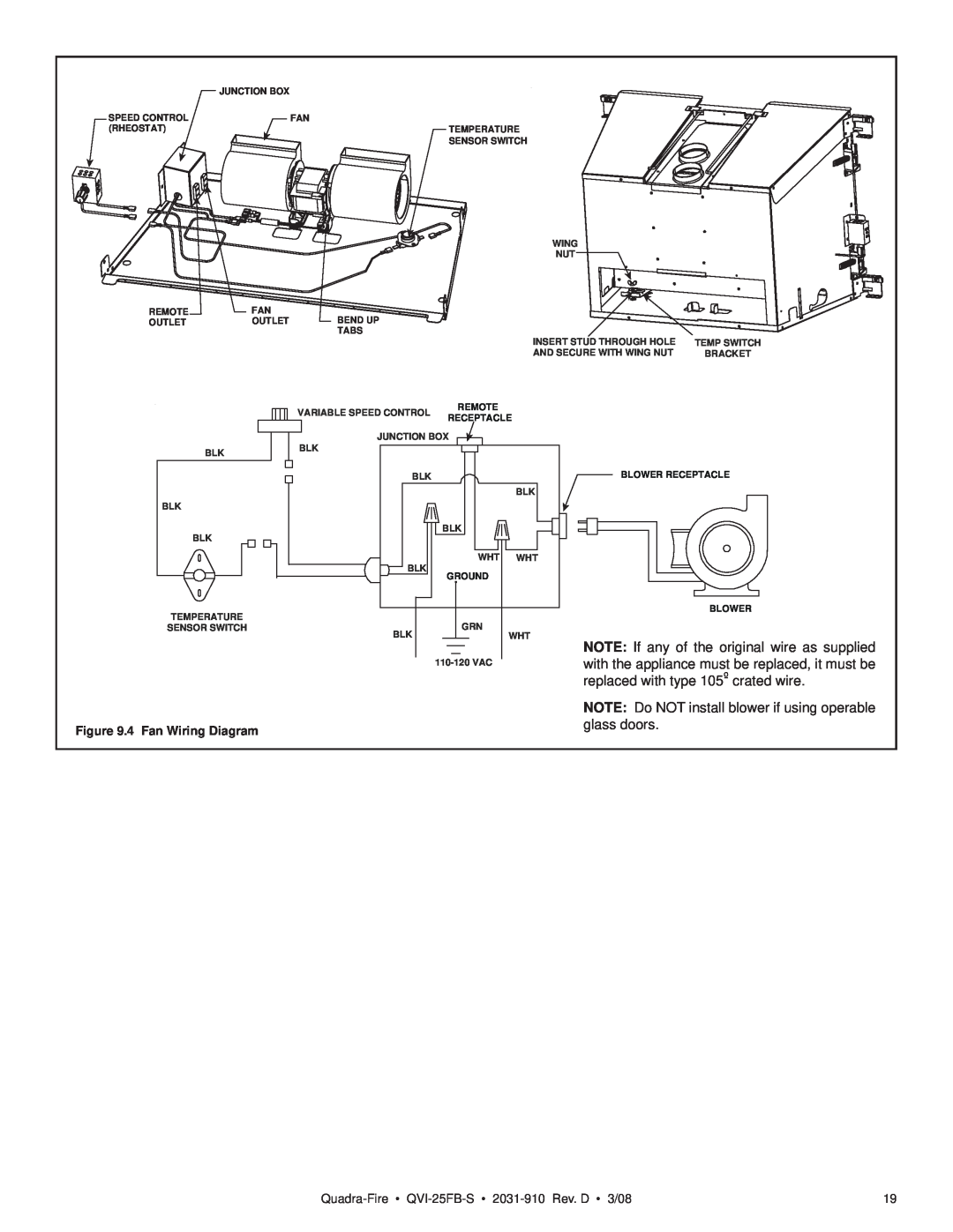 Quadra-Fire owner manual 4 Fan Wiring Diagram, Quadra-Fire QVI-25FB-S 2031-910Rev. D 3/08 
