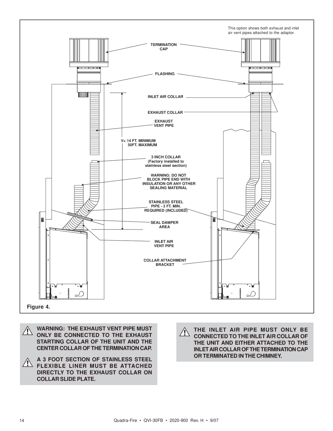 Quadra-Fire QVI-30FB owner manual Factory installed to Stainless steel section 