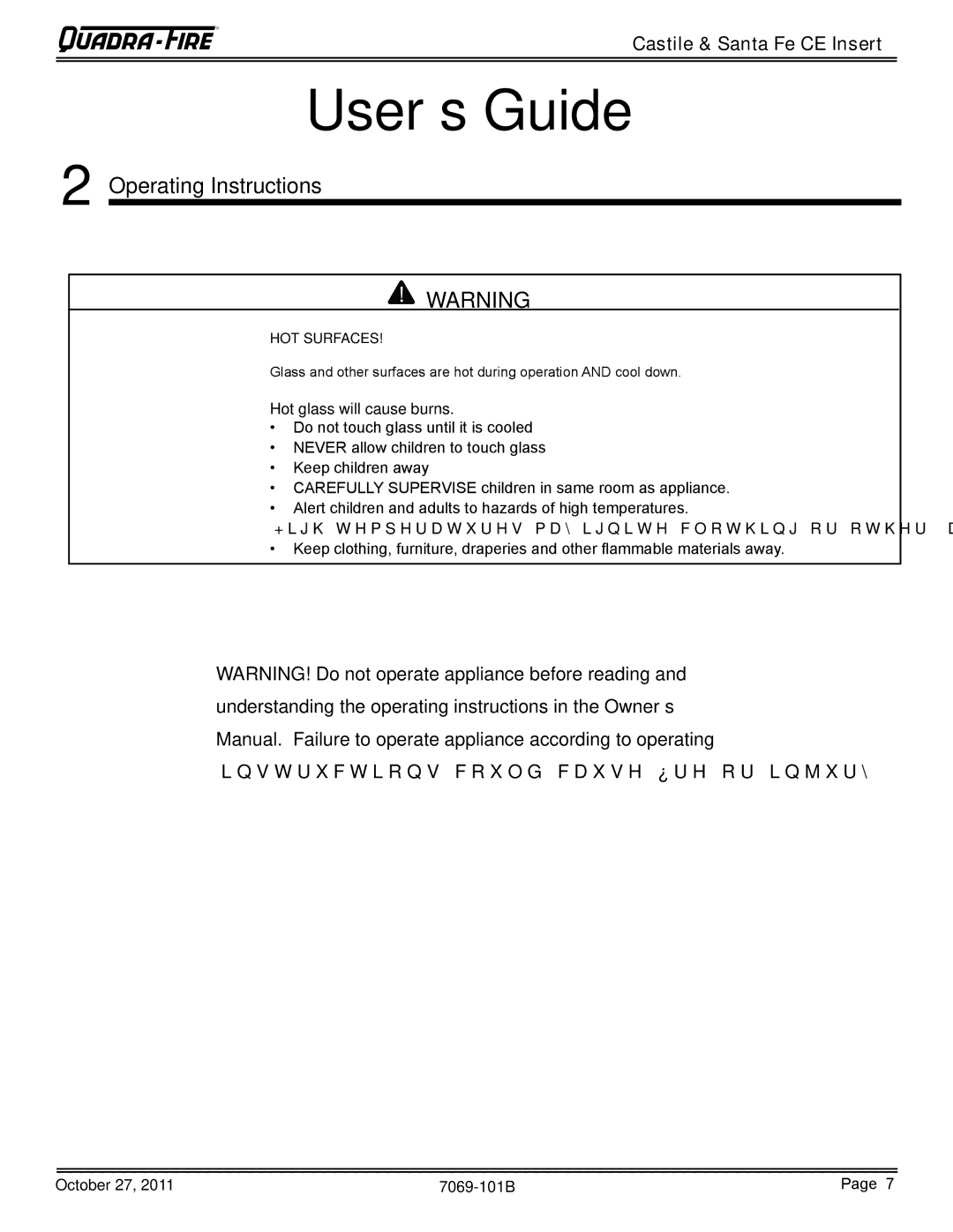 Quadra-Fire CASTILEI-CE-MBK, SANTAFEI-CE-MBK owner manual User’s Guide, Operating Instructions 