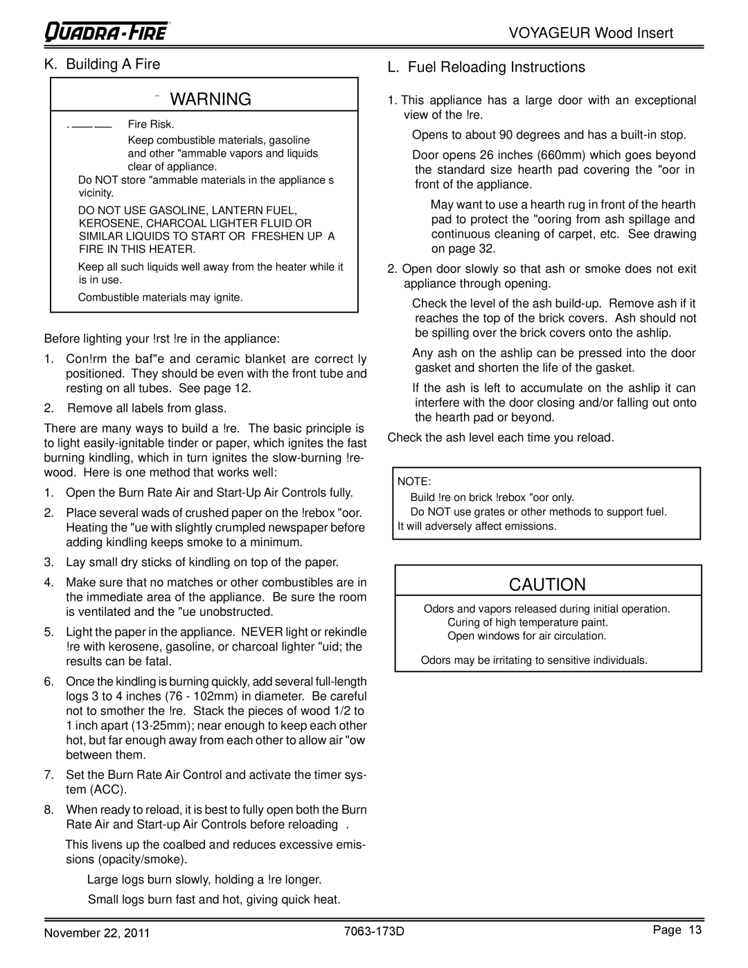 Quadra-Fire VOYAGEUR-MBK, VOYAGEUR-PMH owner manual Voyageur Wood Insert Building a Fire, Fuel Reloading Instructions 