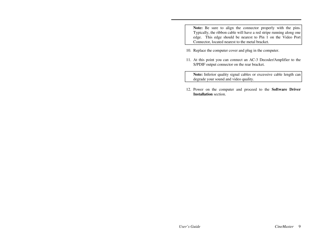 Quadrant tech C-1.2D manual User’s Guide CineMaster 