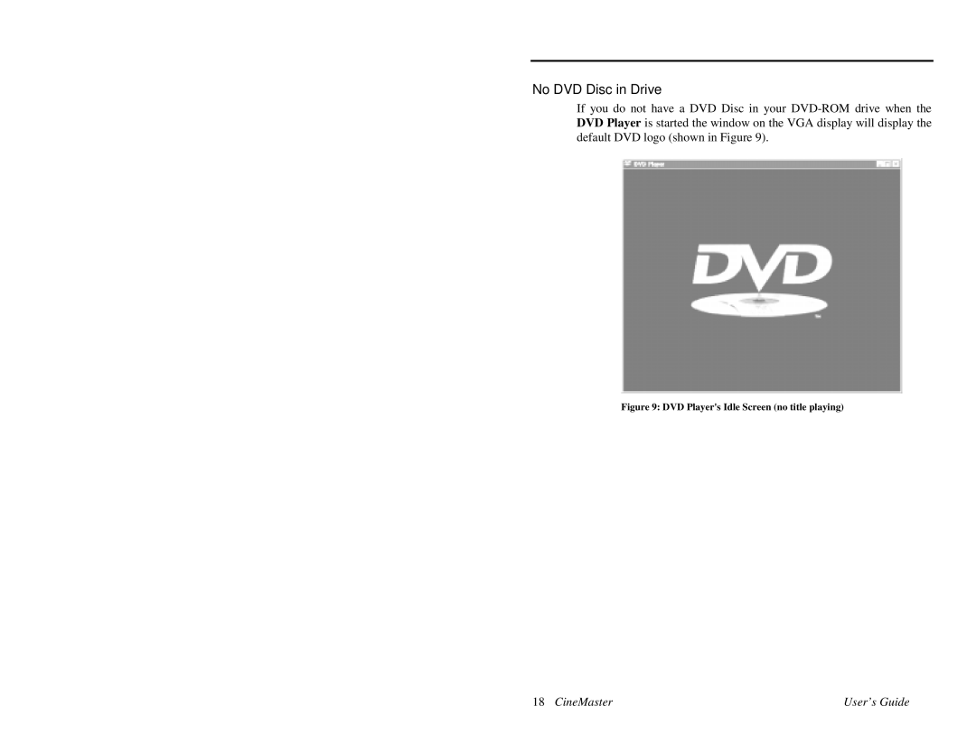 Quadrant tech C-1.2D manual No DVD Disc in Drive, DVD Players Idle Screen no title playing 