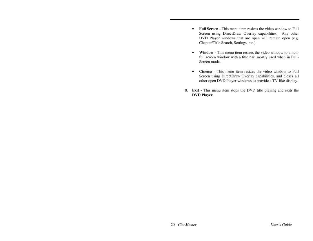 Quadrant tech C-1.2D manual CineMaster User’s Guide 