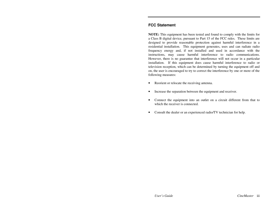 Quadrant tech C-1.2D manual FCC Statement 