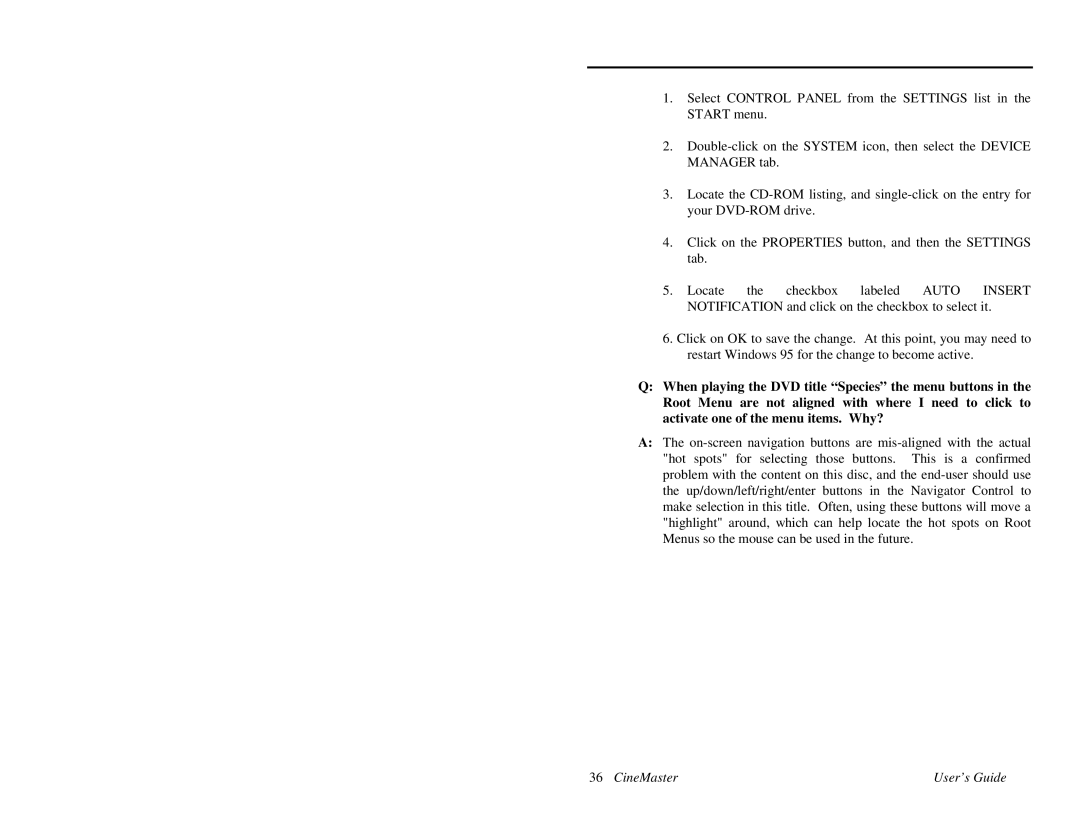 Quadrant tech C-1.2D manual CineMaster User’s Guide 