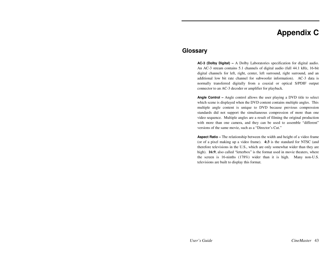 Quadrant tech C-1.2D manual Appendix C, Glossary 