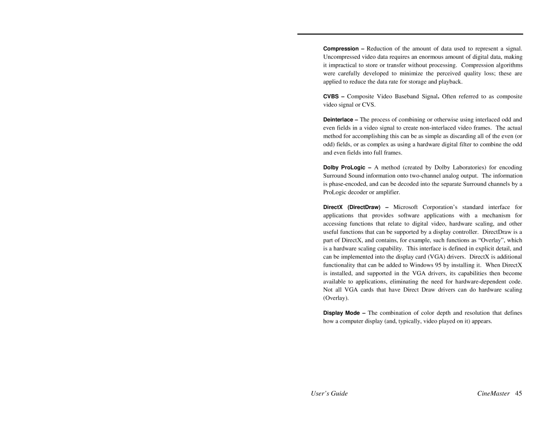 Quadrant tech C-1.2D manual User’s Guide CineMaster 