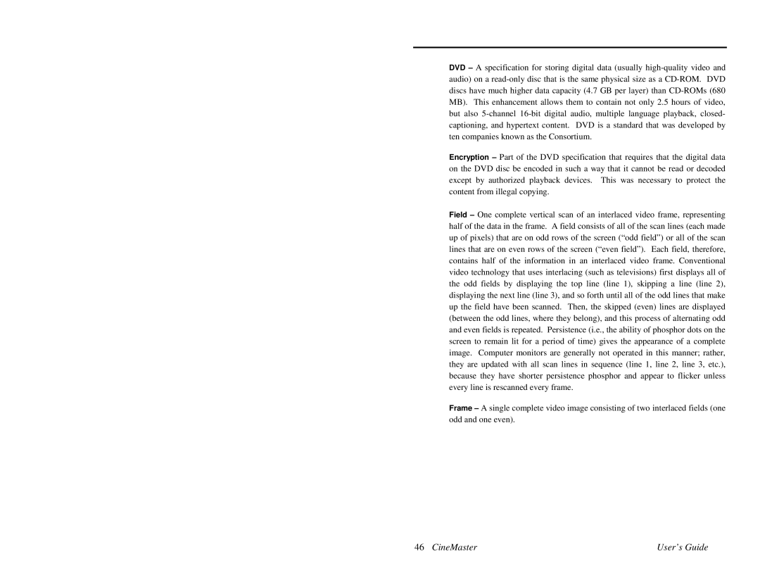 Quadrant tech C-1.2D manual CineMaster User’s Guide 