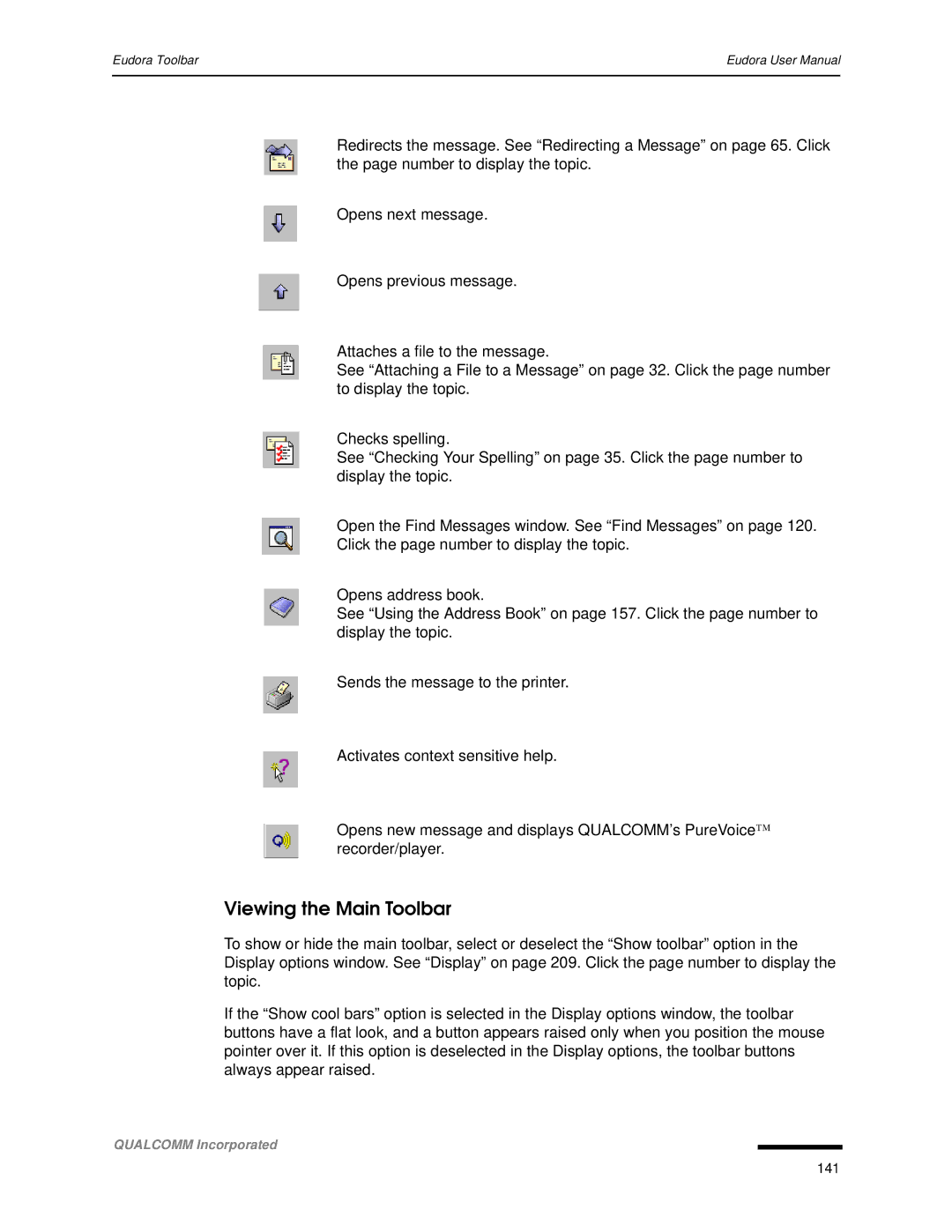 Qualcomm 4.3 user manual Viewing the Main Toolbar 