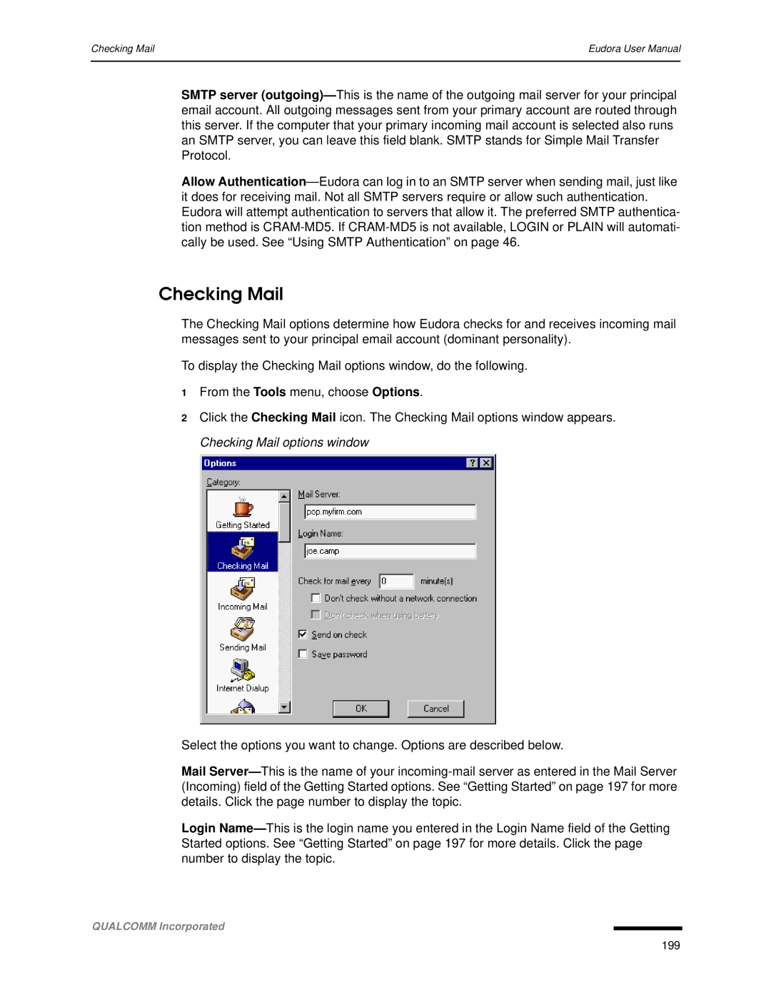 Qualcomm 4.3 user manual Checking Mail 