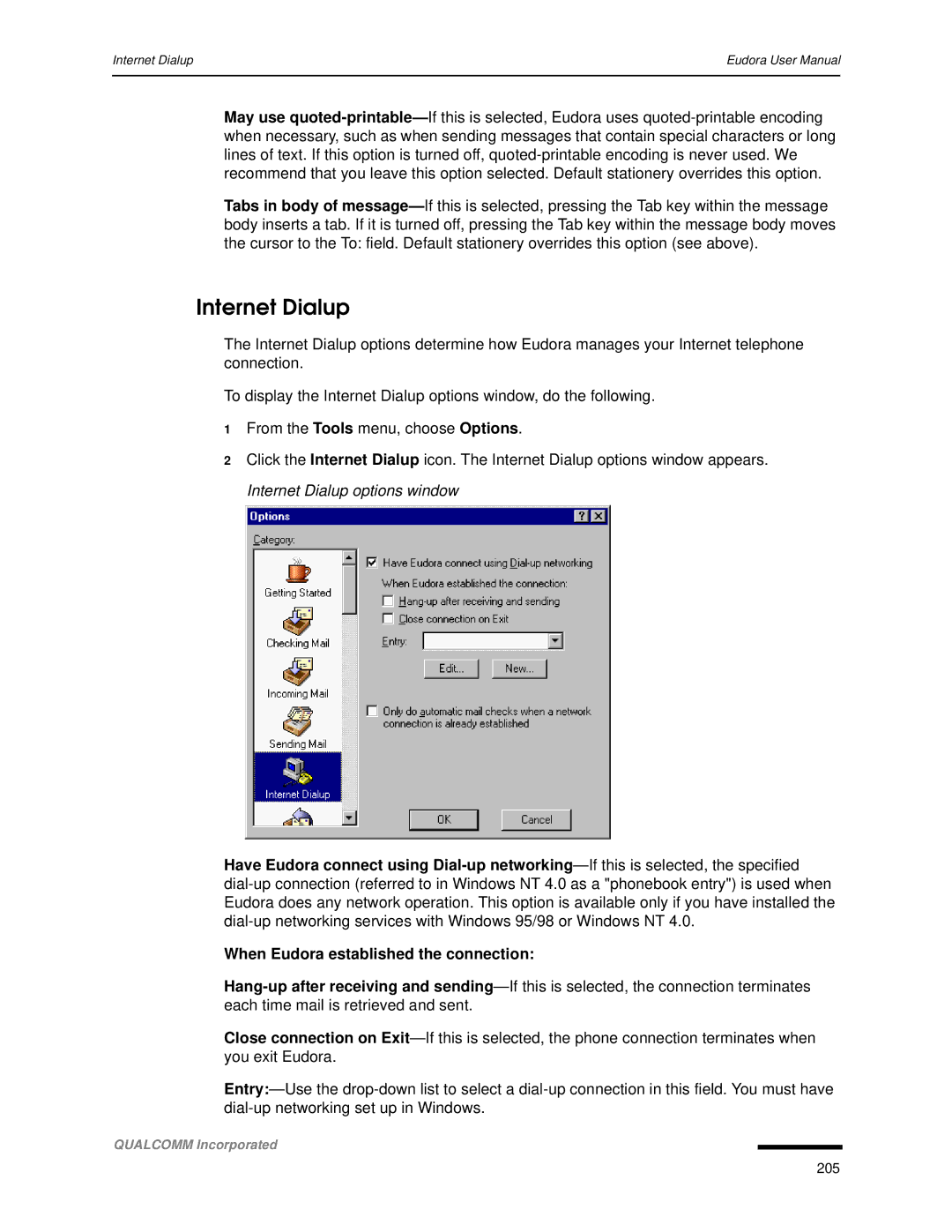 Qualcomm 4.3 user manual Internet Dialup 