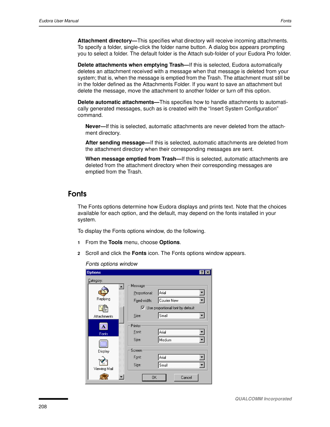 Qualcomm 4.3 user manual Fonts 