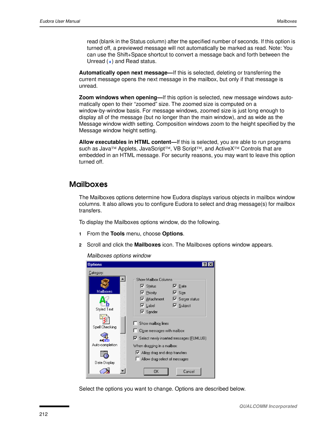 Qualcomm 4.3 user manual Mailboxes 