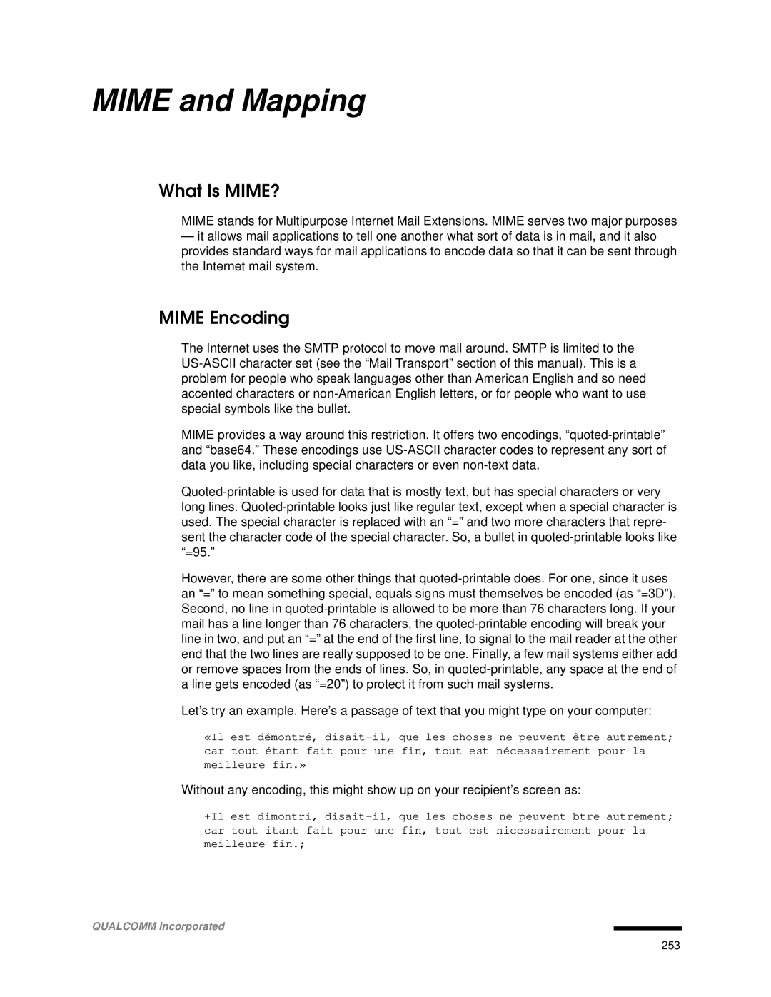 Qualcomm 4.3 user manual Mime and Mapping, What Is MIME?, Mime Encoding 