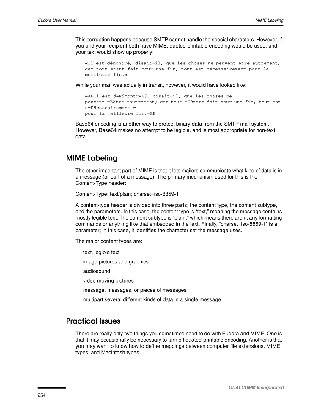 Qualcomm 4.3 user manual Mime Labeling, Practical Issues 