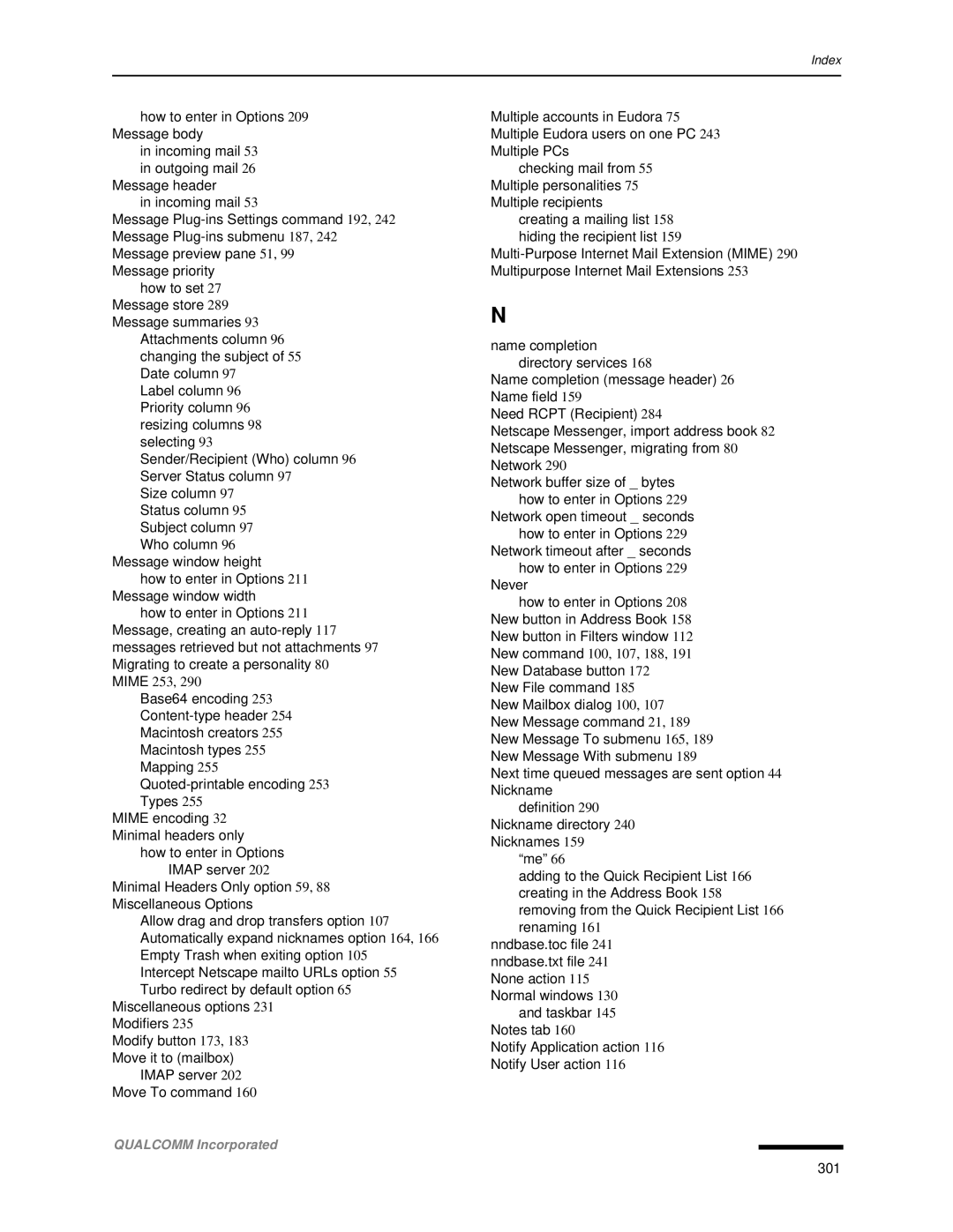 Qualcomm 4.3 user manual Message store 289 Message summaries 