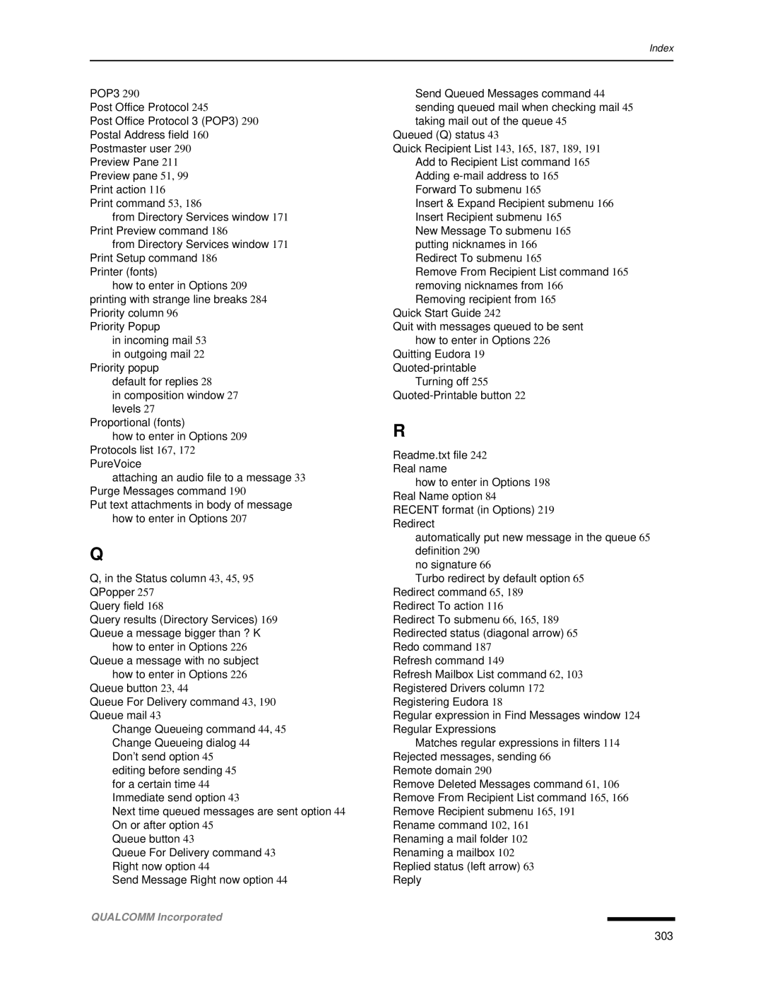 Qualcomm 4.3 user manual How to enter in Options 226 Queue a message with no subject 