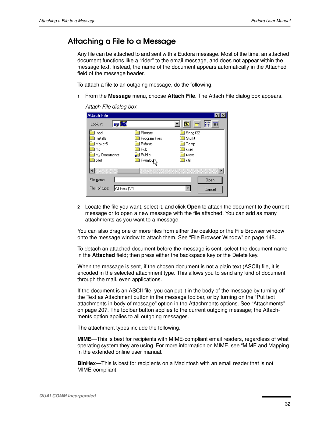 Qualcomm 4.3 user manual Attaching a File to a Message 