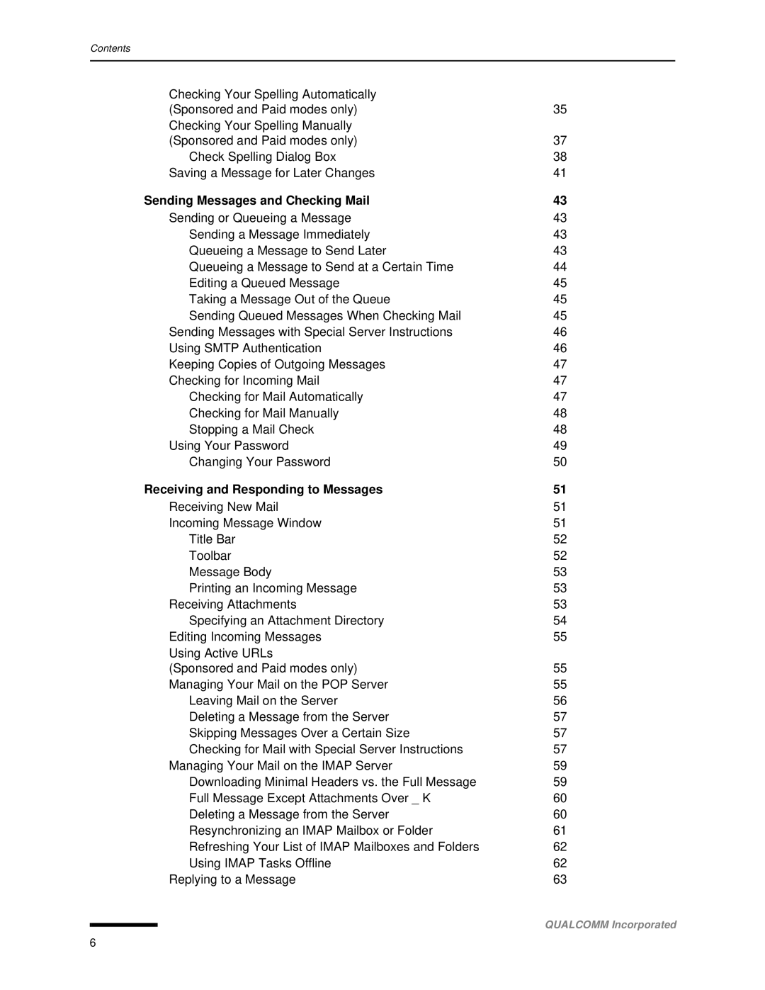 Qualcomm 4.3 user manual Sending Messages and Checking Mail, Receiving and Responding to Messages 