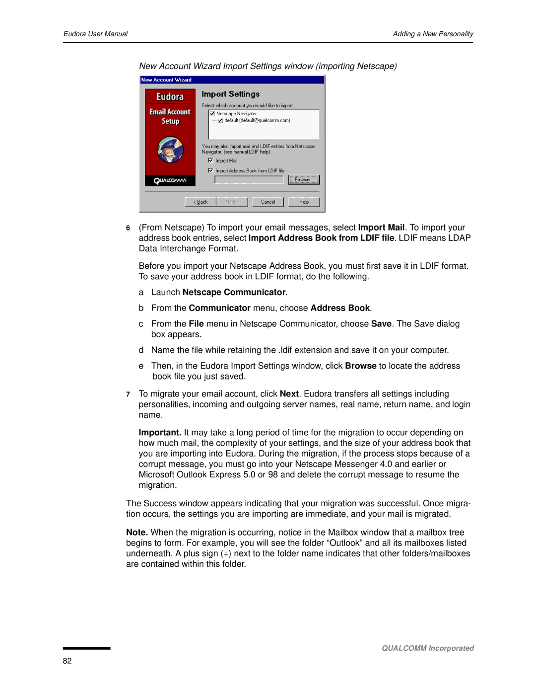 Qualcomm 4.3 user manual Launch Netscape Communicator 