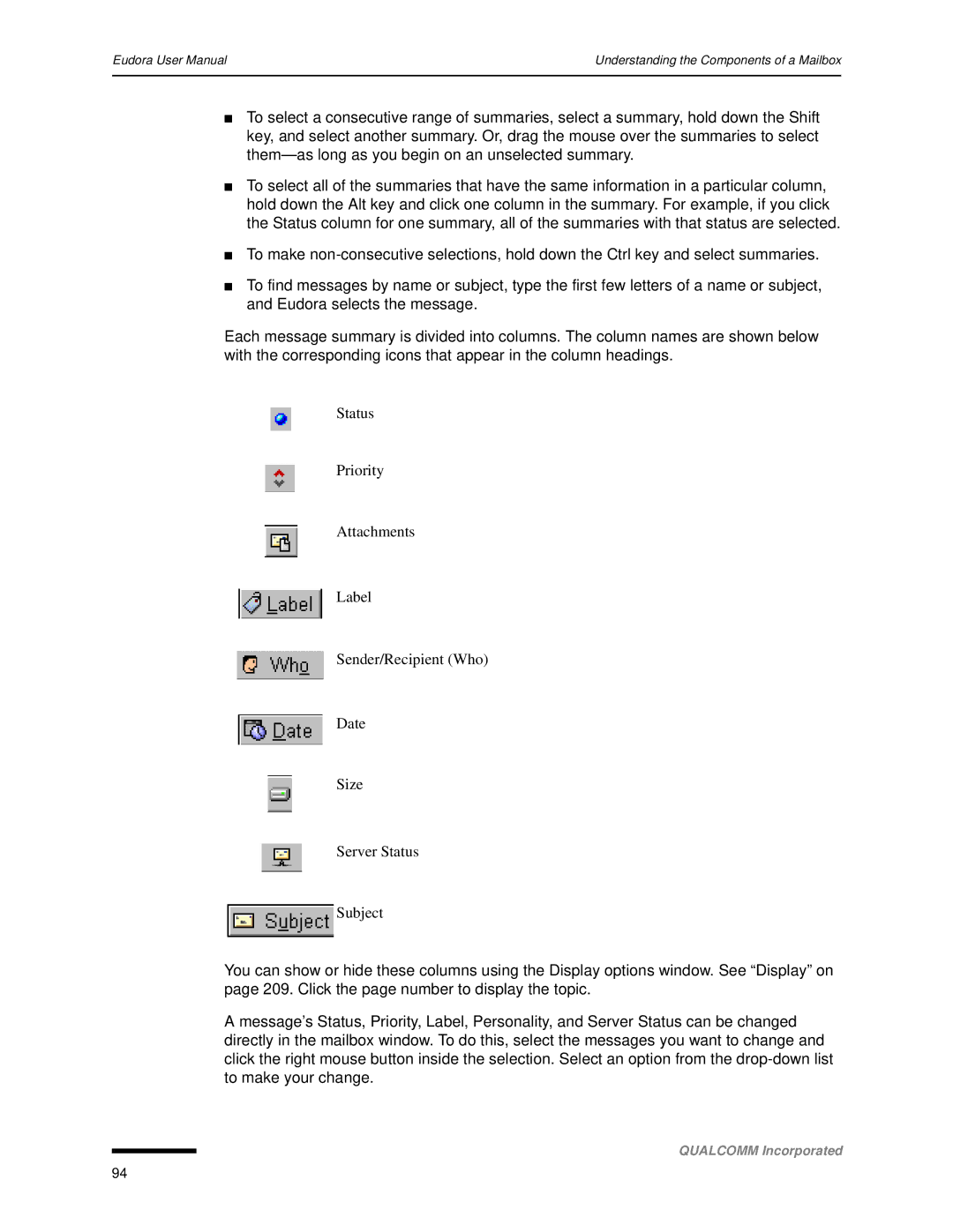 Qualcomm 4.3 user manual Understanding the Components of a Mailbox 