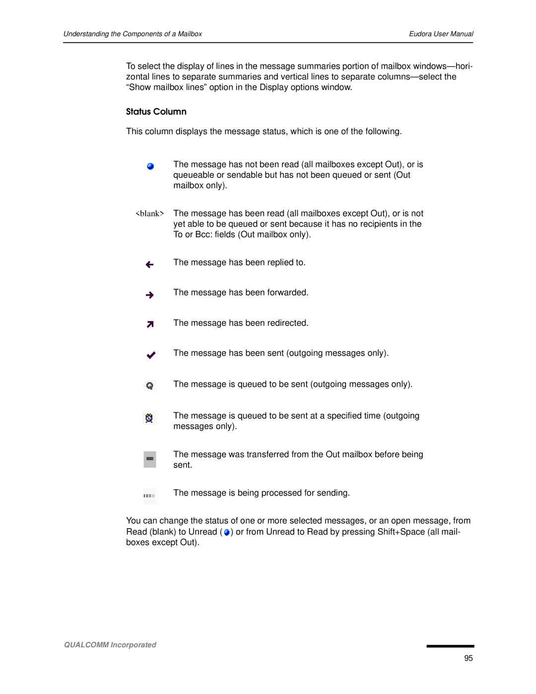 Qualcomm 4.3 user manual Understanding the Components of a Mailbox 