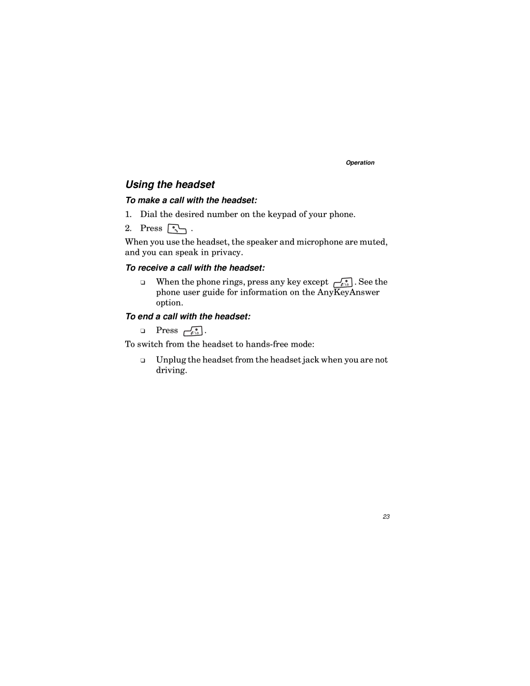 Qualcomm GIK-1700 manual Using the headset 