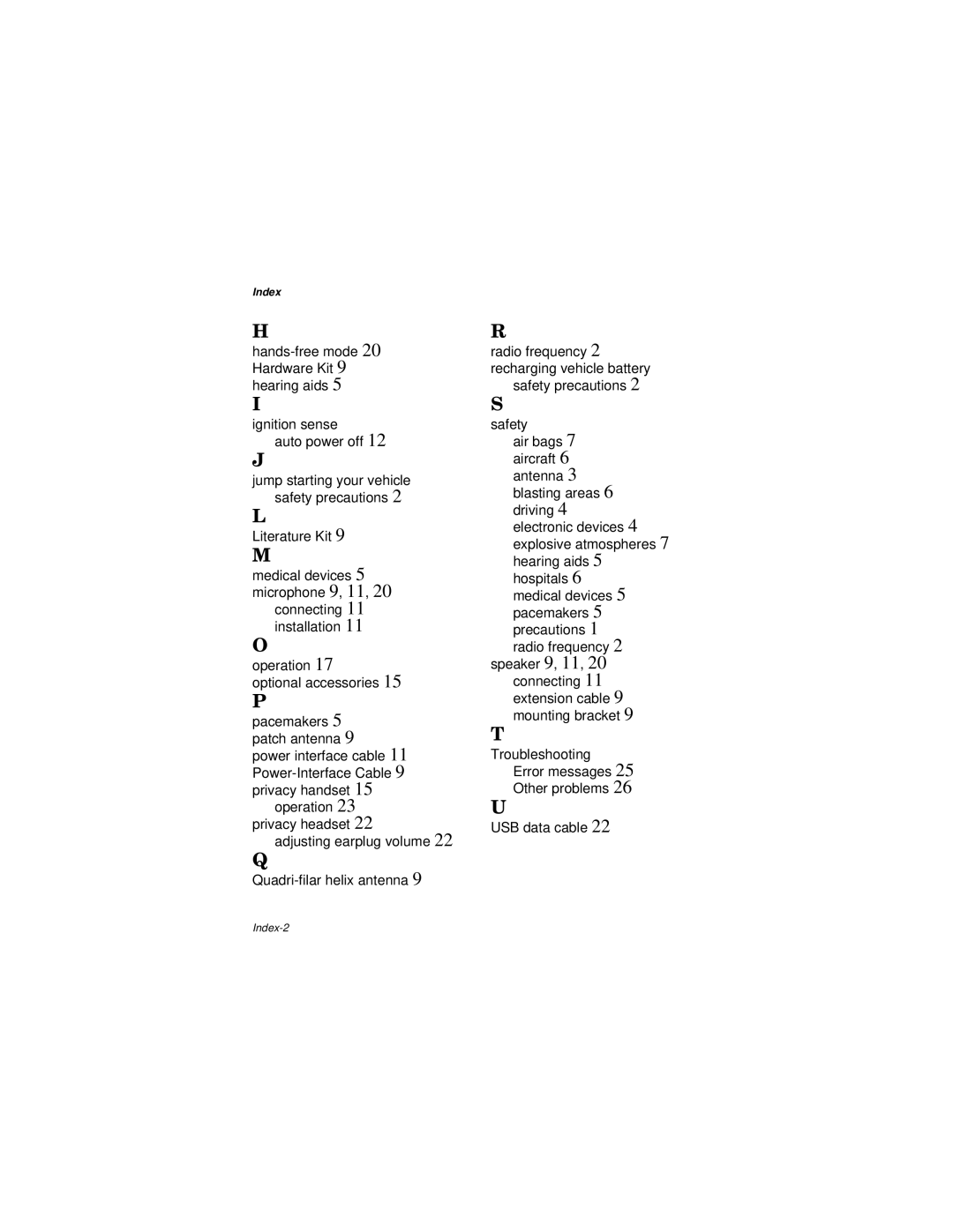 Qualcomm GIK-1700 manual Index 