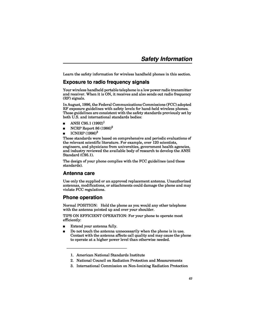 Qualcomm GSP-1600 manual Safety Information, Exposure to radio frequency signals, Antenna care, Phone operation 