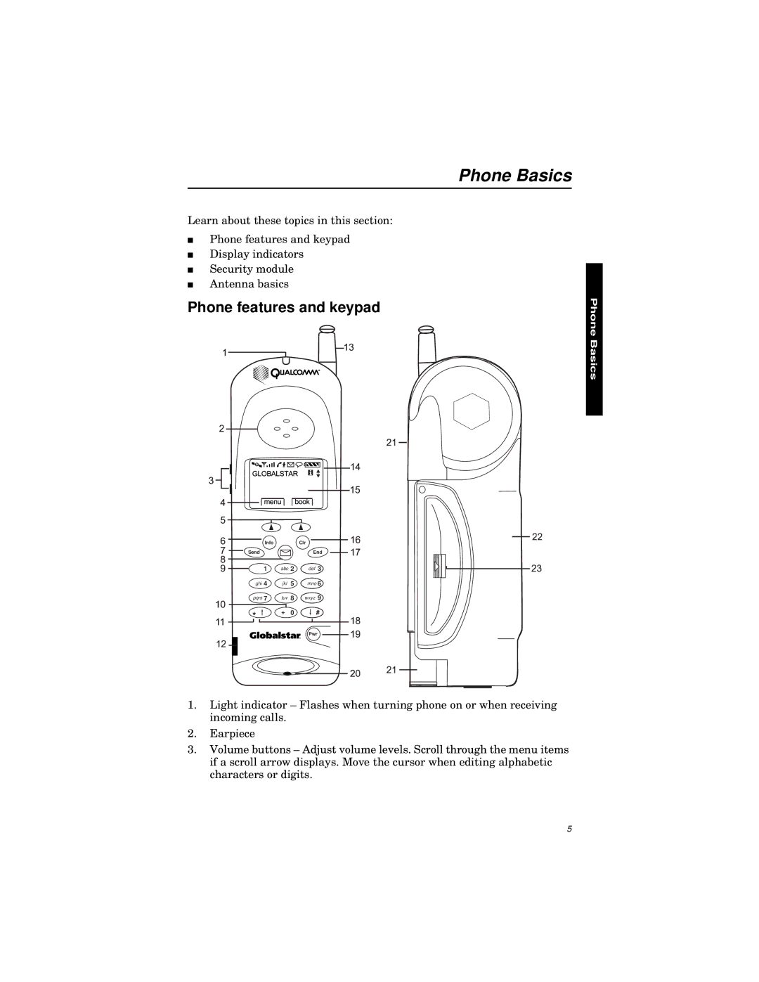 Qualcomm GSP-1600 manual Phone Basics, Phone features and keypad 