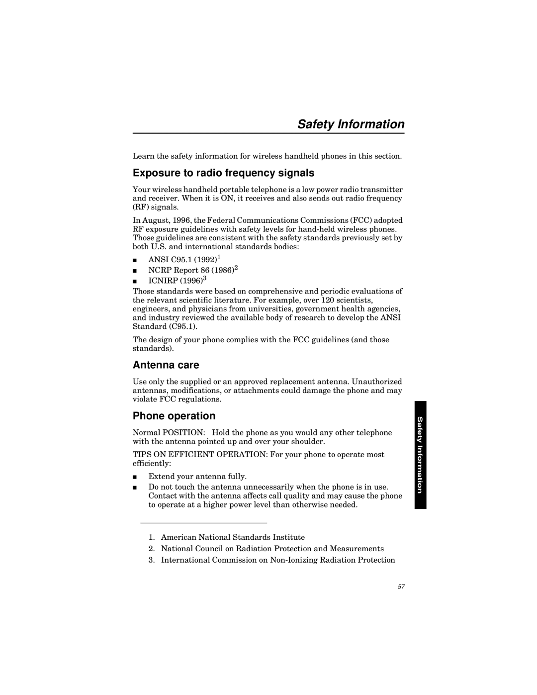 Qualcomm GSP-1600 manual Safety Information, Exposure to radio frequency signals, Antenna care, Phone operation 