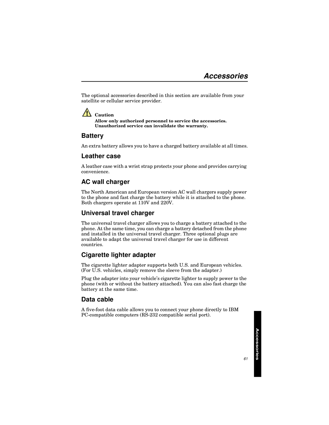 Qualcomm GSP-1600 manual Accessories 