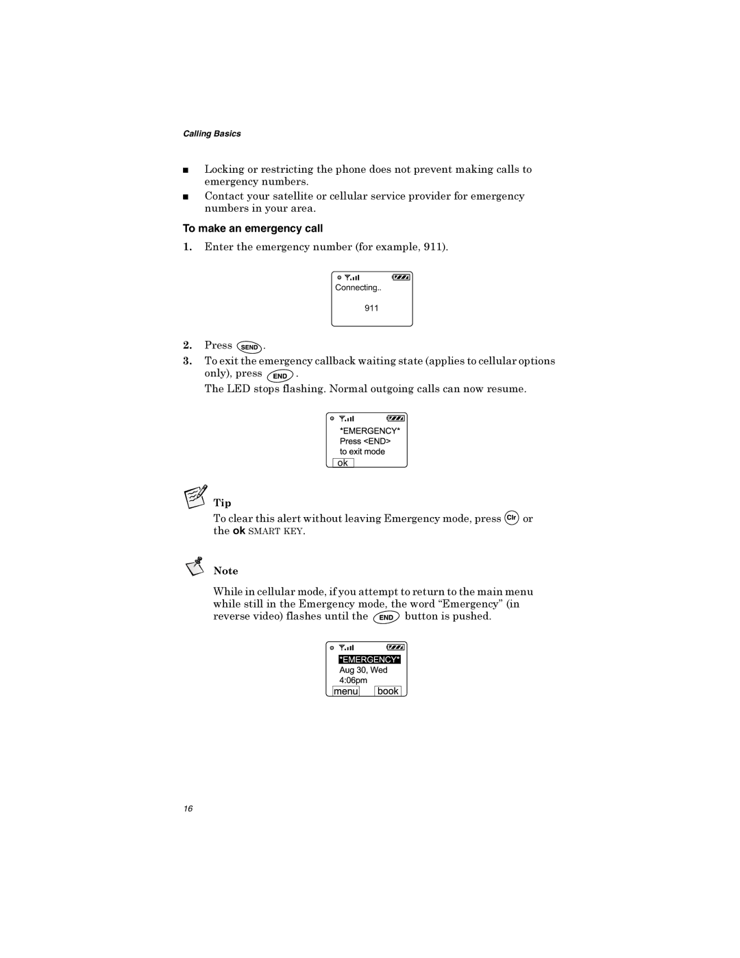 Qualcomm GSP-1600 manual To make an emergency call, Qwhuwkhhphujhqf\Qxpehuiruhdpsoh, 3UHVV 