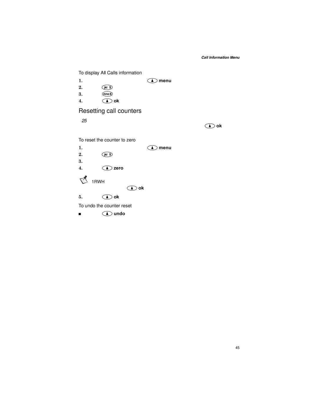 Qualcomm GSP-1600 manual Resetting call counters, To display All Calls information, Frqilupvuhvhwwlqjwkhfrxqwhu 