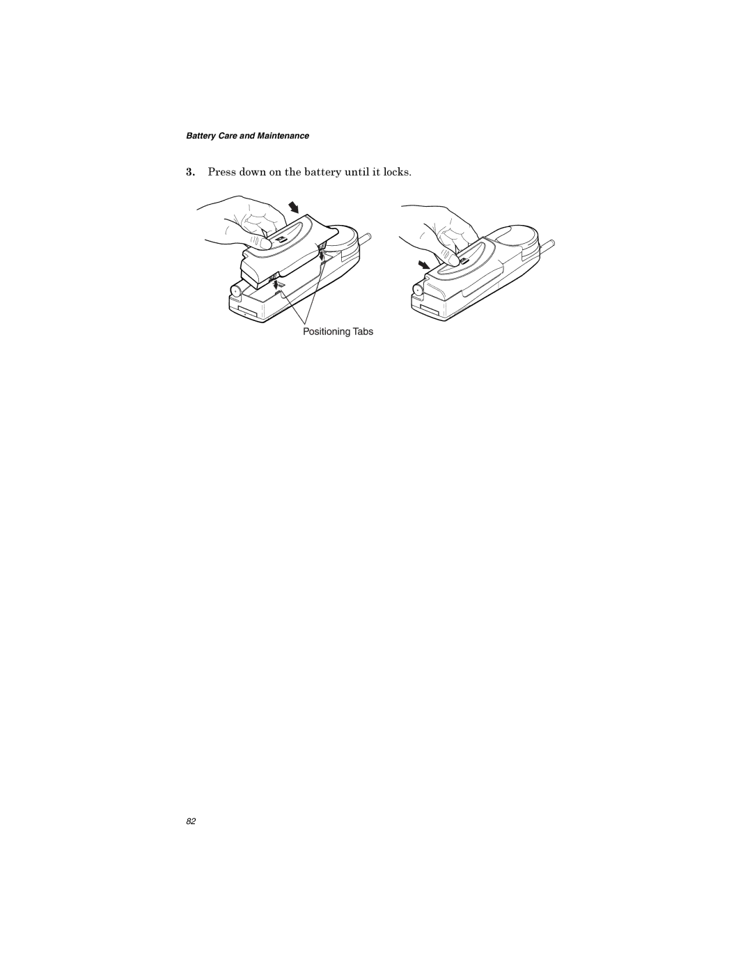 Qualcomm GSP-1600 manual 3UHVVGRZQRQWKHEDWWHU\XQWLOLWORFNV 