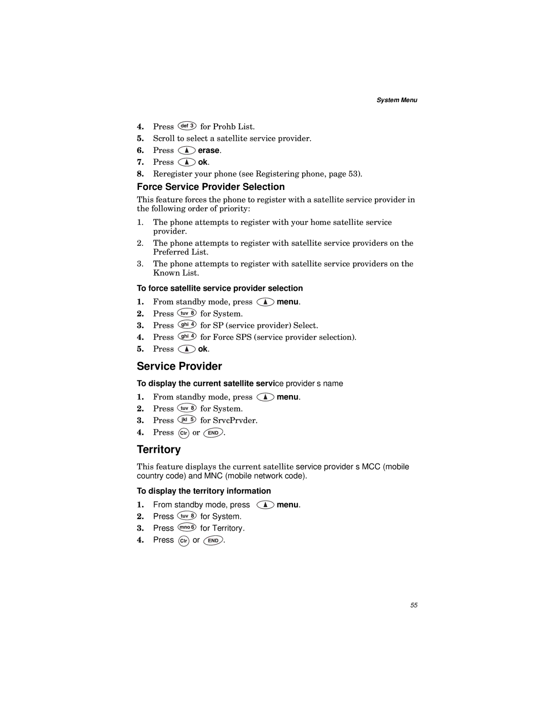 Qualcomm GSP-1600 manual Territory, Force Service Provider Selection 