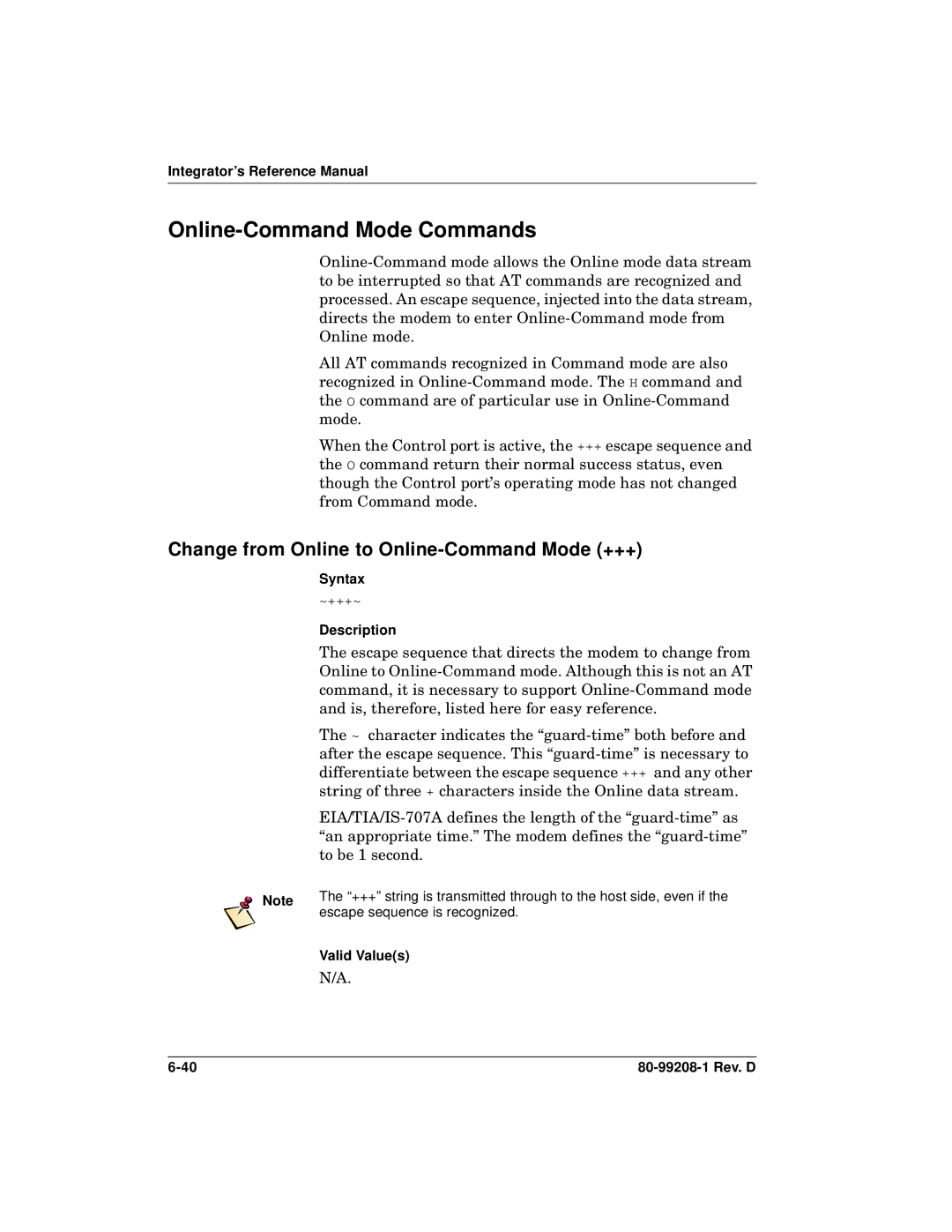 Qualcomm GSP-1620 specifications Online-Command Mode Commands, Change from Online to Online-Command Mode +++ 