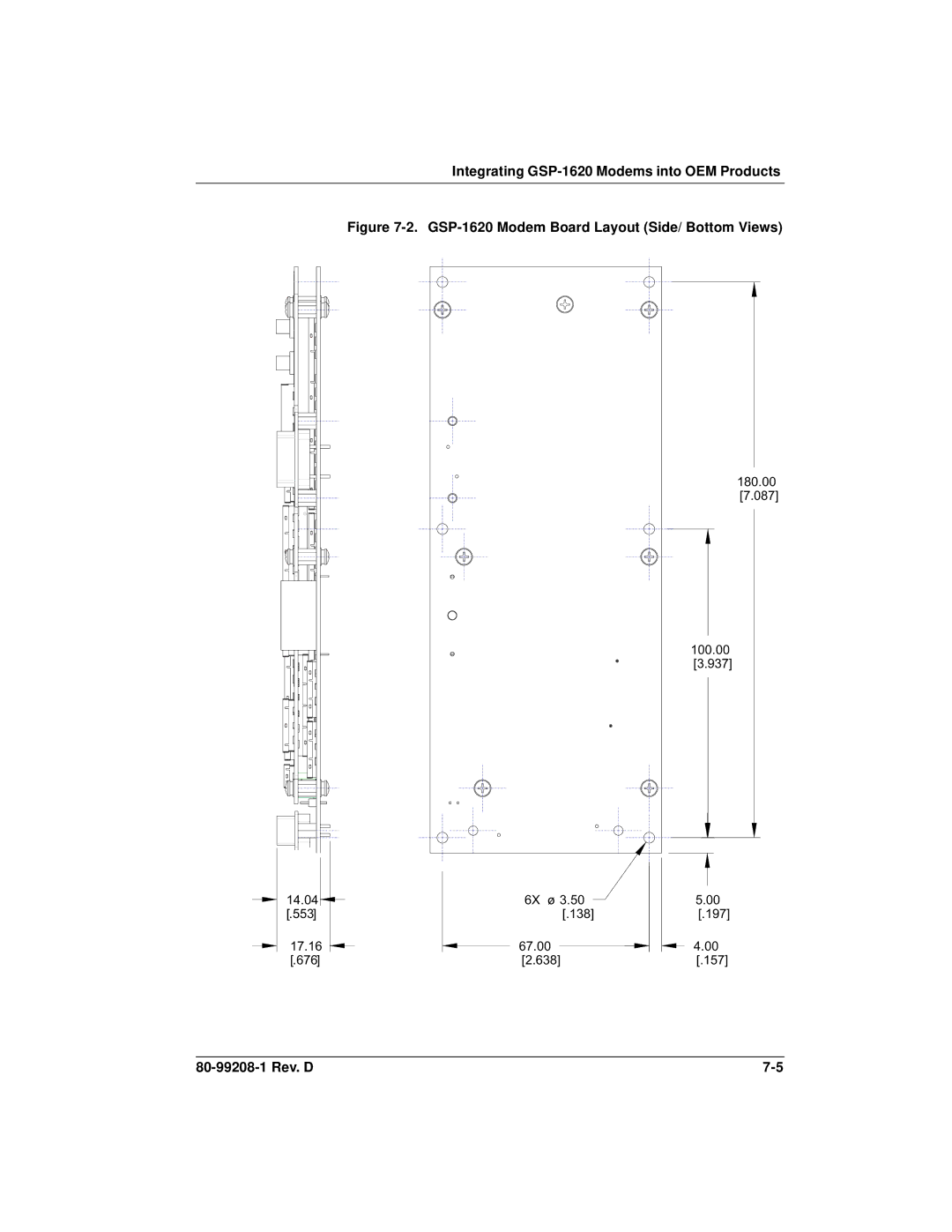 Qualcomm specifications GSP-1620 Modem Board Layout Side/ Bottom Views 