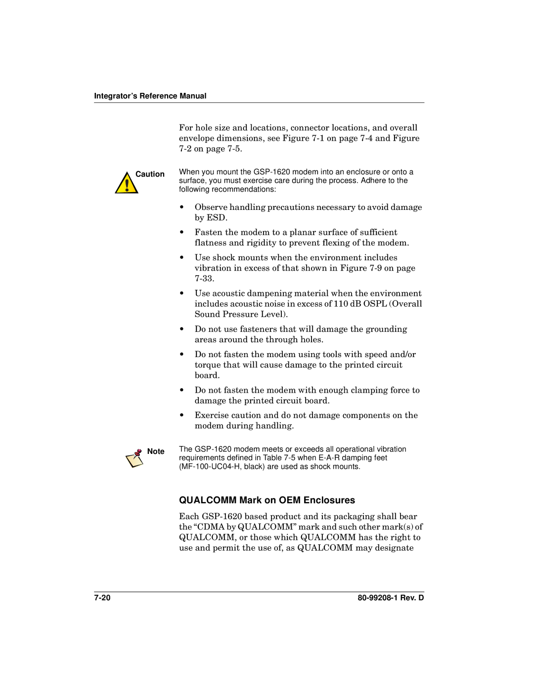 Qualcomm GSP-1620 specifications Qualcomm Mark on OEM Enclosures 