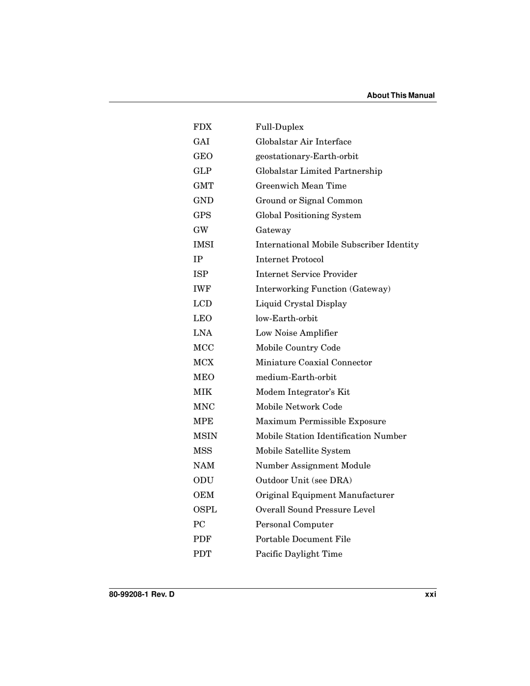 Qualcomm GSP-1620 Full-Duplex, Globalstar Air Interface, Geostationary-Earth-orbit, Globalstar Limited Partnership 