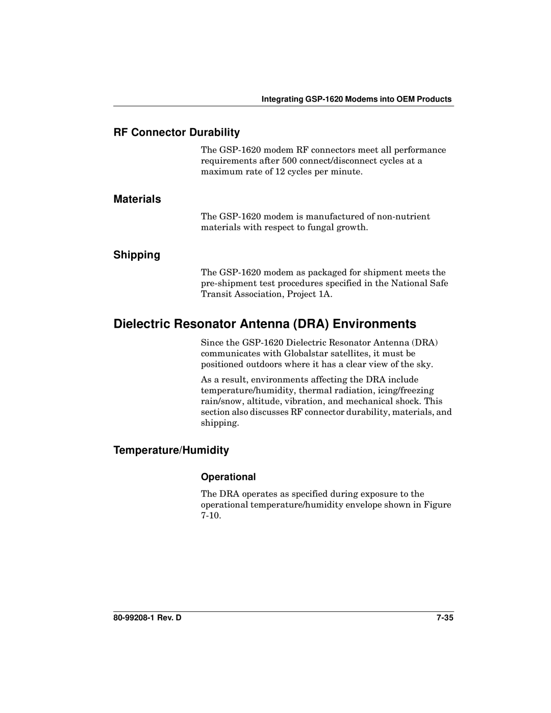 Qualcomm GSP-1620 Dielectric Resonator Antenna DRA Environments, RF Connector Durability, Materials, Shipping 