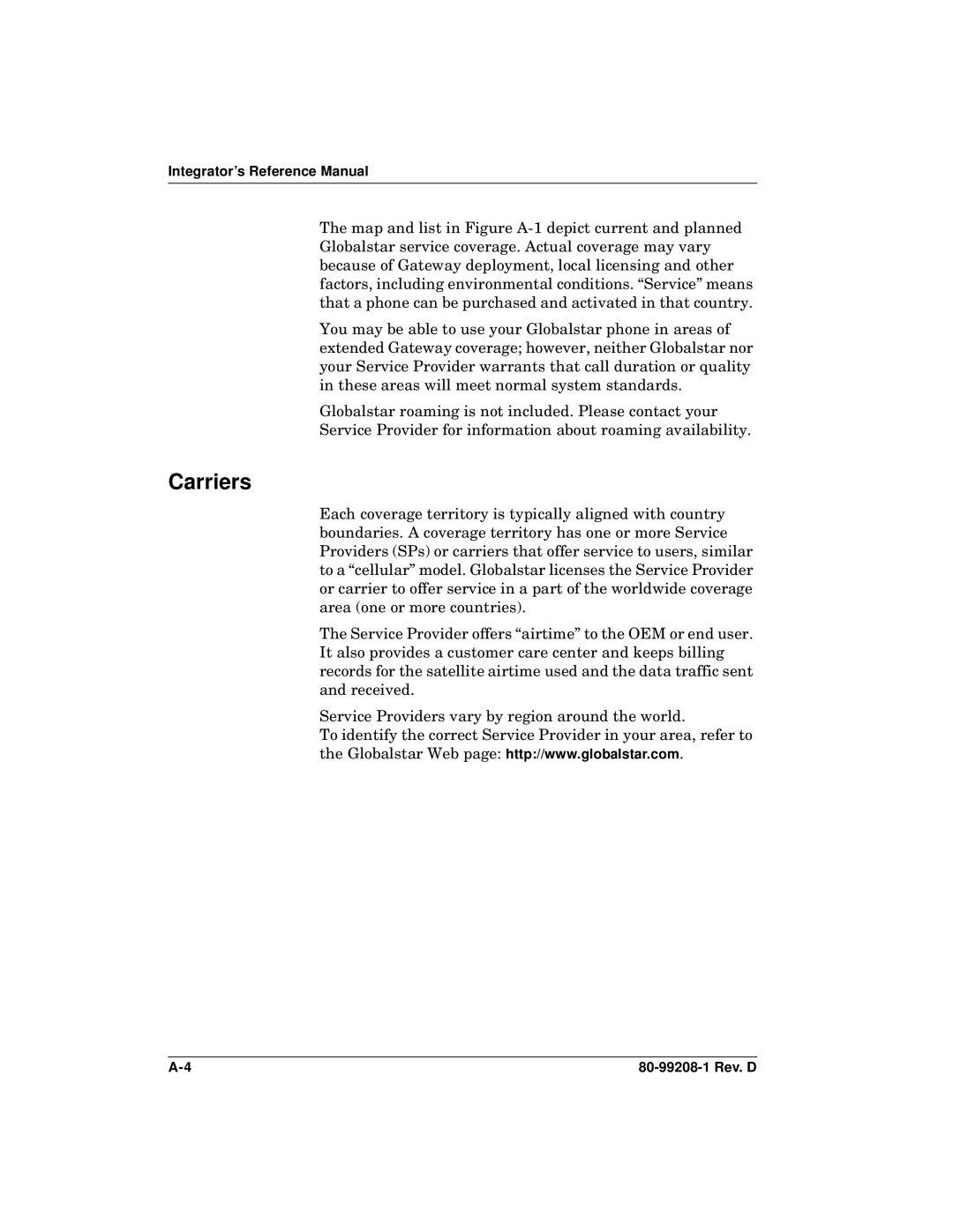 Qualcomm GSP-1620 specifications Carriers 