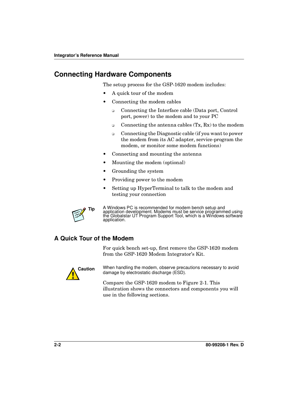 Qualcomm specifications Connecting Hardware Components, Quick Tour of the Modem, Compare the GSP-1620 modem to -1. This 